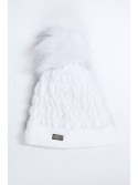 Winter cotton hat with pompom, white C31 - Online store - Boutique